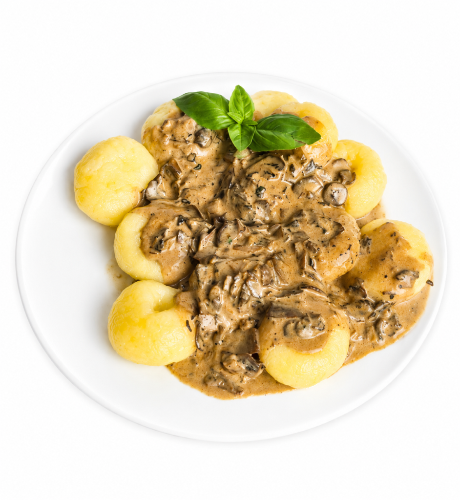 Kluski Śląskie Z Sosem Śmietanowo - Grzybowym