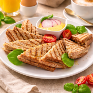 Tosty z serem żółtym i szynką z dipem i ketchupem 4 szt