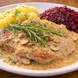 Schab w sosie pieczarkowym