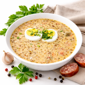 Żurek z jajkiem i kiełbasą