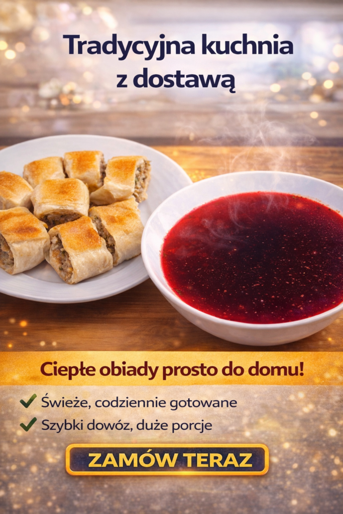 Paszteciki z grzybami i barszczem czerwonym klarownym